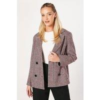 Dorothy Perkins Women's Check Double Breasted Blazer Coat in Red | Size: XL