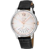Rovescio Silver/White Dial with embossed texture, Genuine Italian Handmade Black Leather Watch