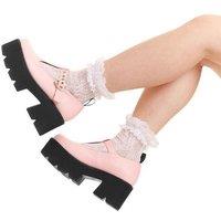Lamoda Women's Love Story PinkPU Chunky Mary Jane Shoes Bold Comfortable Footwear in Pink | Size: 5