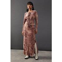Burnout Velvet Column Maxi Skirt