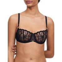 Chantelle Women's Fleurs Half Cup Balcony Bra in Black | Size: 32DD