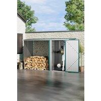 Galvanized Steel Outdoor Garden Storage Shed with Log Stacking Rack