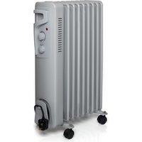 Futura 2000W Oil Filled Radiator Electric Heater Portable Free standing Radiator Grey in Light Grey