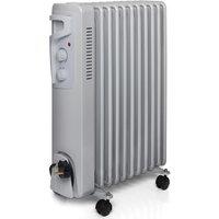 Futura 2500W Oil Filled Radiator Electric Heater Portable Free standing Radiator Grey in Light Grey