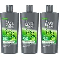 Dove Men's Men+Care 3-in-1 'Body, Face & Hair Wash' 700ml, 3 Pack in Grey