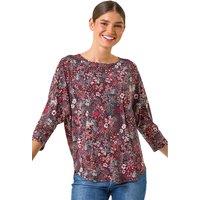 Roman Women's Textured Ditsy Floral Stretch Top in Red | Size: 10