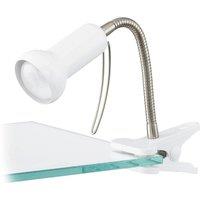Loops Clip On Clamp Light Colour White & Silver In Line Switch Bulb E14 1x40W