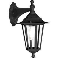 Loops IP44 Outdoor Wall Light Black Aluminium Lantern 1 x 60W E27 Bulb Porch Lamp