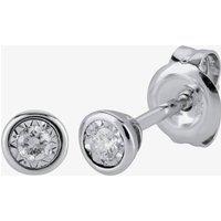 T.H.Baker Women's 9ct White Gold 0.06ct Diamond Stud Earrings TH0123486 in Silver