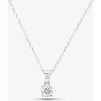T.H.Baker Women's 9ct White Gold 0.25ct Diamond Single Stone Necklace TH0121003 in Silver