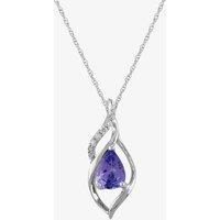 T.H.Baker Women's 9ct White Gold Pear-cut Tanzanite & Diamond Swirl Pendant TH0121773 in Blue | Size: 18 inches