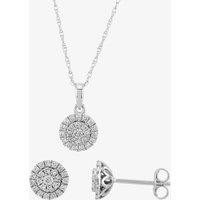 9ct White Gold 0.50ct Diamond Cluster Halo Jewellery Set TH0121763