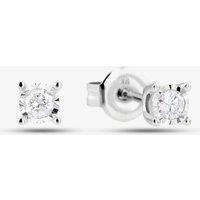 T.H.Baker Women's 9ct White Gold Diamond 0.10ct Stud Earrings TH0123335 in Silver