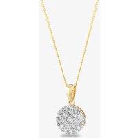 T.H.Baker Women's 9ct Yellow Gold 0.50ct Diamond Circle Pendant Necklace TH0121971 | Size: 18 inches