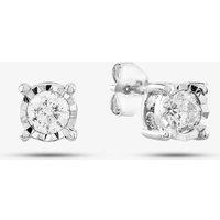 T.H.Baker Women's 9ct White Gold 1.00ct Brilliant Cut Diamond Stud Earrings TH0123799 in Silver