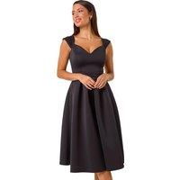 Roman Women's Sweetheart Neck Premium Stretch Skater Dress in Black | Size: 10
