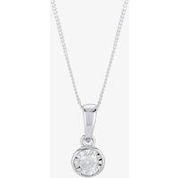 T.H.Baker Women's 9ct White Gold 0.05ct Diamond Pendant TH0121771 in Silver | Size: 18 inches