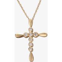 T.H.Baker Women's 9ct Yellow Gold 0.10ct Bezel-Set Diamond Cross Pendant TH0121842 | Size: 18 inches