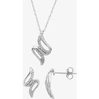 T.H.Baker Women's 9ct White Gold 0.12ct Diamond Swirl Jewellery Set TH0121714 in Silver