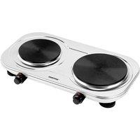 Geepas Double Hot Plate Electric Cooker Portable Powerful Table Top Hob 2500W in Silver
