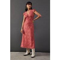 Lace Cap Sleeve Bow Front Midi Tea Dress