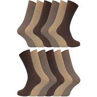 Sock Snob Men's 12 Pairs Thin Soft 100% Cotton Non Elastic Dress Socks in Brown | Size: 6-11