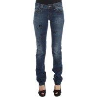 John Galliano Women's Newspaper Print Jeans Straight Leg - Blue Jeans | Size: 8