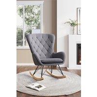 Grey Modern Tufted Upholstered Rocking Chair