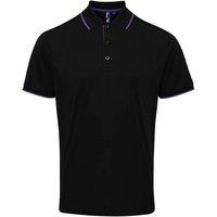 Premier Men's Coolchecker Contrast Pique Polo Shirt in Black | Size: 4XL