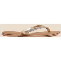 Accessorize Women's 'Daniella' Beaded Flip Flops in White | Size: 5