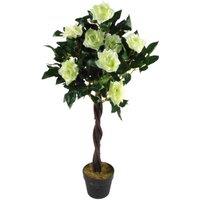 Leaf Artificial Cream Rose Tree Wedding Twisted Vine Detail 90cm (3ft) in White