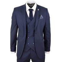 TruClothing Men's 3 Piece Suit Gatsby 1920s Gangster Pinstripe in Navy | Size: 36R