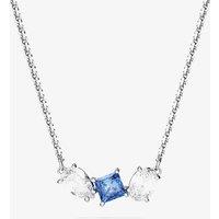 Swarovski Women's Mesmera Blue Mixed Cuts Rhodium Plated Necklace 5668276 | Size: Adjustable