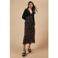 Occasion Floral Spot Bodice Midi Dress