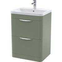 Balterley Floor Standing 2 Drawer Vanity Unit Ceramic Basin Green 600mm