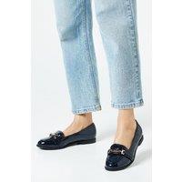 Dorothy Perkins Women's Wide Fit Lora Snaffle Loafers in Navy | Size: 4
