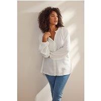 Evans Women's Frill Neck Blouse in White | Size: 22-24