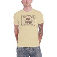 Woodstock Peace Love Music Since 1969 T-Shirt in Gold | Size: 2XL