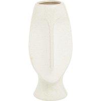 Orsina Handcrafted Stoneware Face Large Vase, Modern Free Standing Vase, Contemporary Flower Vase, Stoneware Vase in White