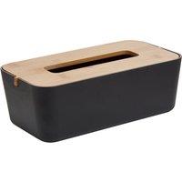 Orsina Grey Bamboo Fibre Tissue Box, Rectangular Tissue Holder With Lift-off Lid & Cutout Opening, Tissue Paper Box in Black