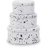 Orsina Set Of 3 Cake Storage Tins, Stylish Nesting Tins With Colourful Speckle Design & Lids, Ideal For Storing in White