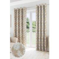 Enhanced Living Oakland Natural Leaf Pattern, Thermal, Room Darkening Pair of Curtains with Eyelet Top | Size: 168 cm width x 137 cm drop