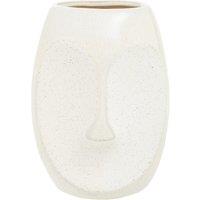 Orsina Handcrafted Stoneware Face Small Vase, Modern Free Standing Vase, Contemporary Flower Vase, Stoneware Vase in White