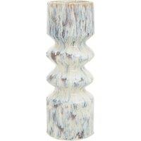 Orsina Large Vase, Beige Stoneware Vase, Free Standing Vase for Contemporary Homes, Marbling Effect Stoneware Vase in White