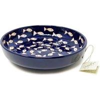 Verano Spanish Ceramics Signature Blue & White Fish Hand Painted Ceramic Kitchen Dining Bowl (Diam) 23cm