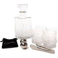BarCraft 8pc Bar Tool Set, Glass Decanter, 4x Glasses, Ice Balls, Tongs, Bag in Clear