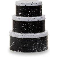 Orsina Set Of 3 Black & White Storage Tins, Modern Monochrome Metal Canisters With Lids, Ideal For Storing