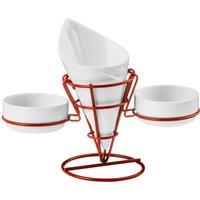 Orsina Red French Fry Cone With 2 Dip Dishes in White