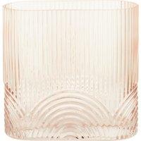 Orsina Large Glass Vase, Textured Glass Flower Vase, Embossed Detailing Modern Vase for living rooms in Pink