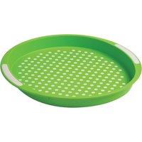 Orsina Integrated Side Handles Anti Slip Round Serving Tray, Non Slip Surface Tray, Lightweight Kitchen Tray in Green